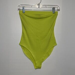 Lime Green Women's Ribbed Bodysuit